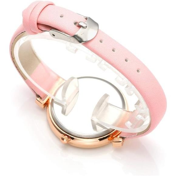 Womens Ladies Classic Simple Leather Analog Quartz Wrist Watch Rose Gold Case - Picture 6 of 7